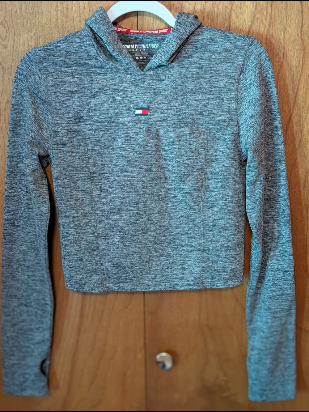 Tommy Hilfiger Gray Heather Sport Hoodie with Red Trim
